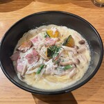 釜あげスパゲッティ すぱじろう - かぼちゃと具だくさん野菜のクリームスープすぱ