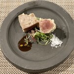 大阪 天ぷら さく - なにわ黒牛の天ぷら〜マルドン塩とグリーンペッパーの香り〜