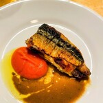 料理店オクノ - 秋刀魚リコッタチーズのはさみ焼き…肝のソースと合わせるとめちゃくちゃ美味しかった♡