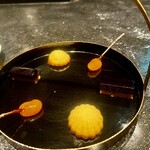 Florilege - フィナンシェ、白花豆、プルーベリーと発酵羊羹