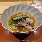 銀座 しのはら - 猪、茸、九条葱の鍋