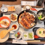 千里うなぎ - 国産ひつまぶし御膳(大盛) 4,620円 (ひつまぶし、鰻巻き、うざく、白焼、茶碗蒸し、肝吸い、薬味、デザート)