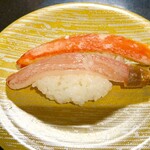 回し寿司 活 活美登利 - カニ食べ比べ…生のカニが素晴らしい！