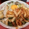 ラーメン二郎 - 料理写真:ラーメン少なめ（990円）＋汁なし（150円）＋デビルうずら（100円）＋SUPERキムチ（150円）、ニンニク・ブラックオイル