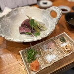 肉魚地酒 やすおか - 山形牛　A5雌　みすじ　（岩塩or海水塩orぽん酢で）