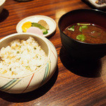 串亭 - 名物ちりめんご飯と本日の椀物、自家製漬物