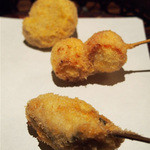 串亭 - 蓮根の肉詰め、うずらベーコン、牡蠣