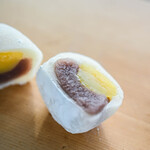 榮太樓總本鋪 - "栗大福餈（くりだいふくもちひ）"、斷面（きりくち）