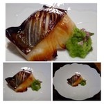 御料理 光安 - マナ鰹の幽庵焼き・青大根のおろし添え・・このお味付「幽庵焼き」としてはかなりレヴェルが高いと思います。
      添えられた「青大根」の辛味の程よく、これも美味しい。