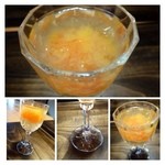 御料理 光安 - 此方の定番「卵黄の味噌づけ」・・黄身が熟成（かな）されて濃厚な旨みになりますね。
      出汁で作られたジュレもやさしい味わいです。