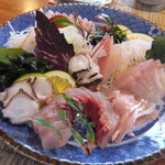 魚山人 - 再訪：刺身盛合せ（ヒラス、タコ）（2人前）