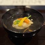 割烹 新多久 - 鮭子皮煮