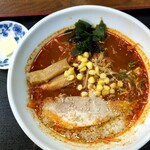 こだわりらーめん　麺太 錦町店 - 地獄ラーメンの3丁目　小、太麺　880円(バター付き)