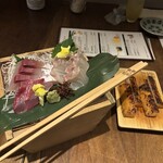 蔵人厨 ねのひ 名古屋駅前店 - 刺身2点盛りと長芋の醤油焼き