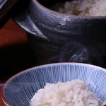 京の味 きよみず - 益子焼の土鍋で炊き上げた山形の有機コシヒカリ5分搗き米