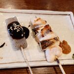 釜めし菜時記 さき亭 - コースの串焼き、鶏むね肉のネギマとこんにゃく味噌田楽
