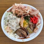 自家製麺 まさき - 祭りだ‼︎【ぶっっとい】屋台汁なし〜お好み焼き仕立て〜