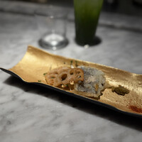 銀座 鉄板焼 向日葵 - アキハモとレンコンのフライ