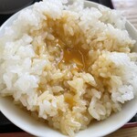 ラーメン もっけだの - 『朝食セット(ラーメン野菜マシマシ・ライス大)』のTKG