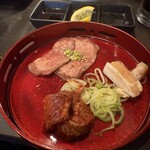 焼肉 安萬 - 上段　生タン、タンカルビ、ヤゲン軟骨