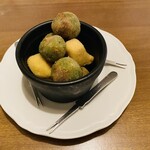 aniko enoshima - オリーブ肉詰、クレマフリッタMIX