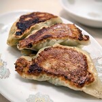 川ばた - 先ず餃子がドンとやってきました。やはり普通の倍ぐらいの大きさがあります。