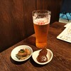 狐狸庵亭 - 生ビールとお通し（我慢できずにちょっと飲んじゃいました）
