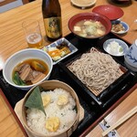 桜井甘精堂 泉石亭 - 2日続けてのエビス。蕎麦は大盛りにしました。一茶御膳※豚の角煮