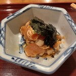 吾妻橋 やぶそば - 鳥わさ　（海苔と三つ葉がたまらんちん）