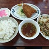 琉菊 - アジフライ＋半ライス＋野菜炒め（850円）