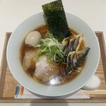 上方レインボー - 鯖節パステル醤油そば（1500円）＋味玉アローカナ（300円）＋焼き塩サバ増し（500円）