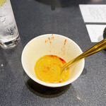 Japanese Soba Noodles 蔦 - 「ポタージュスープ」はスープに赤いものが掛かっていますが辛くはないです