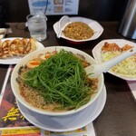 来来亭 - 料理写真:ガッツリB定食(ねぎラーメン変更、味玉子追加)