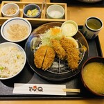 とんかつ とんＱ - 「やまと豚ヒレかつ＆カキフライ定食」2,508円税込み♫