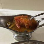 かれーの店 うどん  - きのこの叫びチーズ入り（10月限定プレミアム）、ご飯大盛り、焼トマト