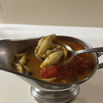 かれーの店 うどん  - きのこの叫びチーズ入り（10月限定プレミアム）、ご飯大盛り、焼トマト