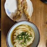 山神うどん - ぶっかけうどん（小）とゲソ天
