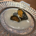 鮨けんすけ - 雲丹の天ぷら オイスターソース