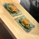 鮨けんすけ - 雲丹の天ぷら オイスターソース