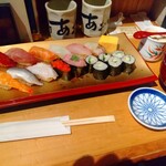 寿司あおい 青葉台店 - 12貫握り&茶碗蒸し&味噌汁