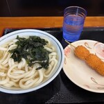 こがね製麺所 - 料理写真:かけうどん小　390円　ウズラの卵フライ　170円