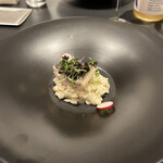 レストラン　ノリ　エ　ノジ - ◆2eme entree
      太刀魚グリルに片浦レモンのリゾットにブラウンシャンピニオンのデュクセル