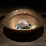 日本料理FUJI - 焼津産定置網泳がせ鯵とモロヘイヤのお浸し