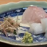 日本料理FUJI - アラと障泥烏賊の造り、塩と自家製鯖の魚醤三カ月常温