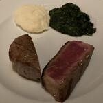 ウルフギャング ステーキハウス - プライム熟成T-BONEステーキ　マッシュポテトとクリームスピナッチ