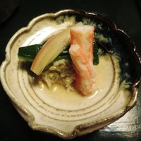 炭火割烹 いふき - 先付①香箱蟹、茗荷、青菜の三杯酢