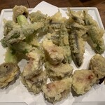 和食処 徹 - 天ぷら（稚鮎・アスパラ・いちじく）