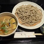 そば吉左右 更科 - 鴨肉と茄子の胡麻汁せいろ（1.450円税込）＋大盛（300円税込）