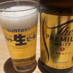 海鮮居酒屋 魚政 - スタートはザ プレミアム モルツ 中瓶で。