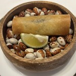 銀座アスター 銀座南店 - 季節の天心(焼き茄子と秋刀魚の春巻き)